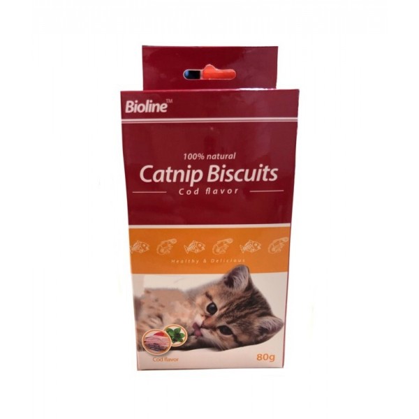 BIOLINE CATNIP BISCUITS COD FLAVOR ( 80 G )