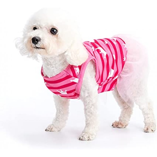 CROWN PRINTED DOG DRESS SUMMER PET CLOTH(XS)