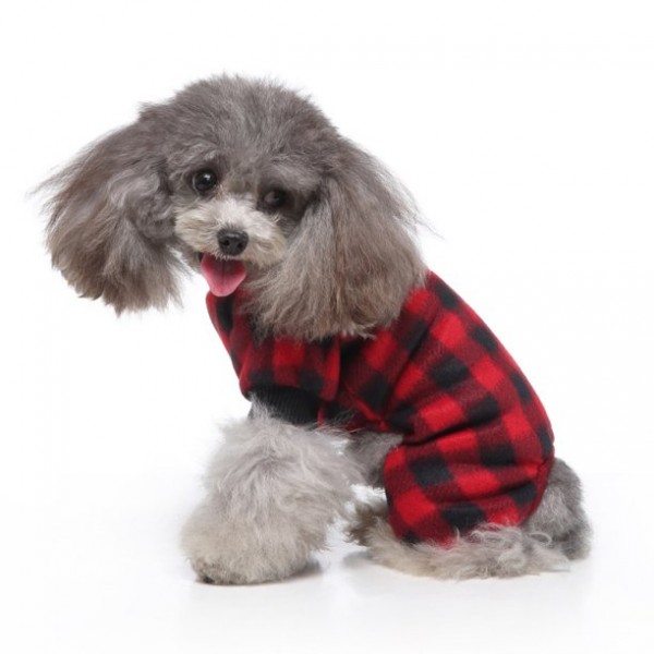 SOFT JUMPSUIT SLEEPWEAR FOR DOGS RED ( MEDIUM )