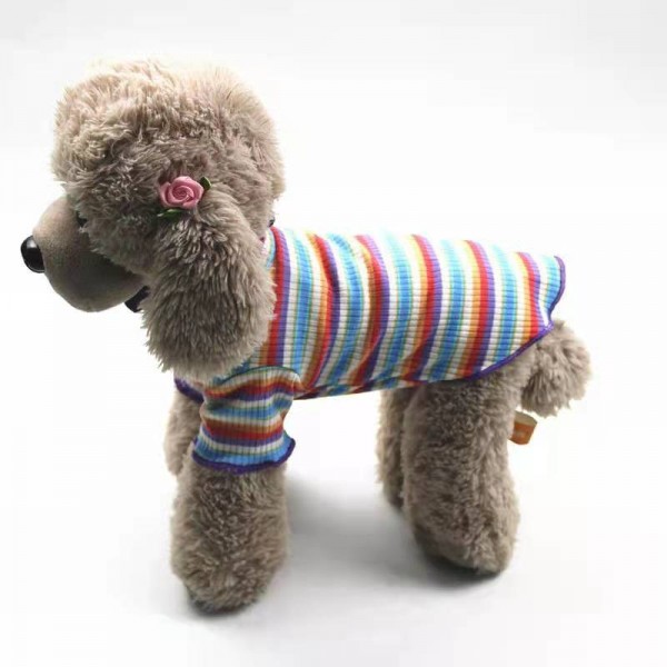 COTTON STRIPED DOG CLOTH SUMMER T-SHIRT(LARGE)