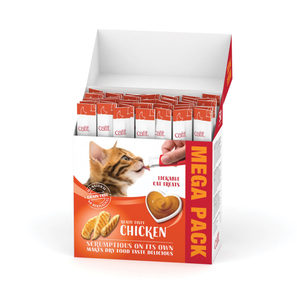 Catit Creamy Treats Mega Pack Chicken, (50 tubes/box)