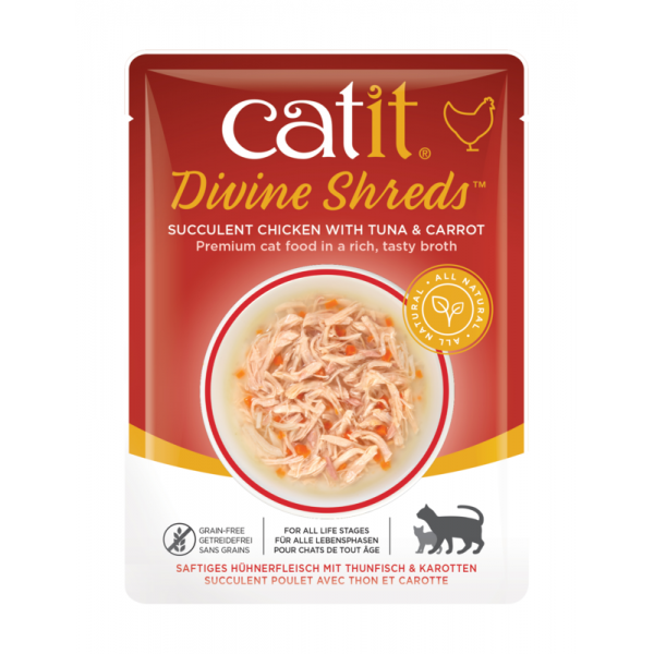 CATIT DIVINE SHREDS CHIKEN-TUNA&CARROT ( 75g )