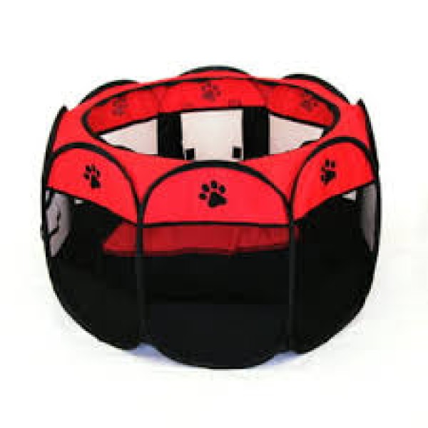 Soft Fabric Portable Foldable Pet Dog Cat Puppy Playpen, Indoor/Outdoor use Pet Kennel Cage RED D31.5 x H23 inch