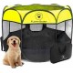 Soft Fabric Portable Foldable Pet Dog Cat Puppy Playpen, Indoor/Outdoor use Pet Kennel Cage GREEN  D31.5 x H23 