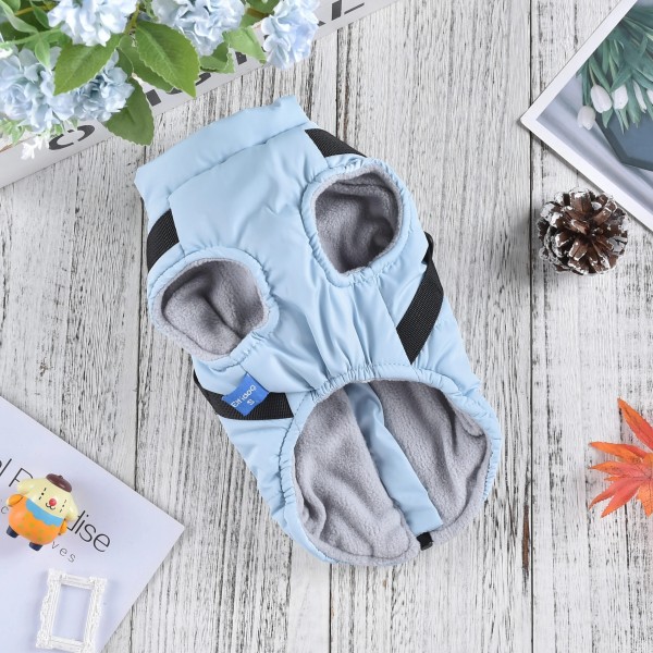 Hong Pet Chest Strap Cotton Coat - Blue Small