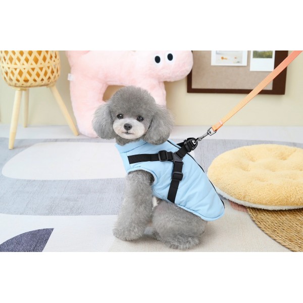 Hong Pet Chest Strap Cotton Coat - Blue Medium