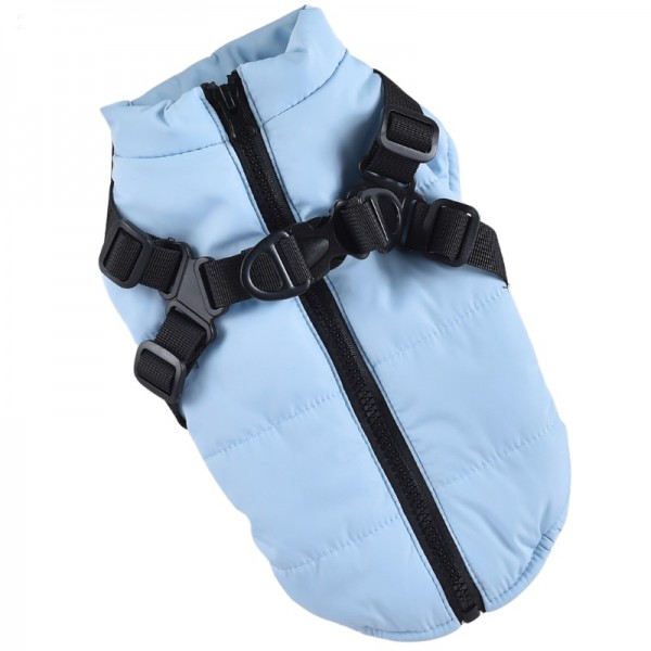 Hong Pet Chest Strap Cotton Coat - Blue Small