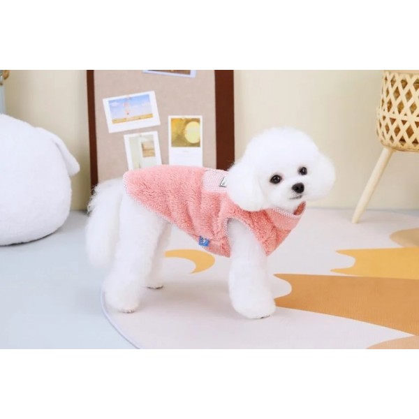 Hong Pet Plaid Plush Vest - Puce Color Medium