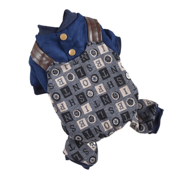 Hong Pet Four-Legged Knit Print Suspenders - Dark Blue Small