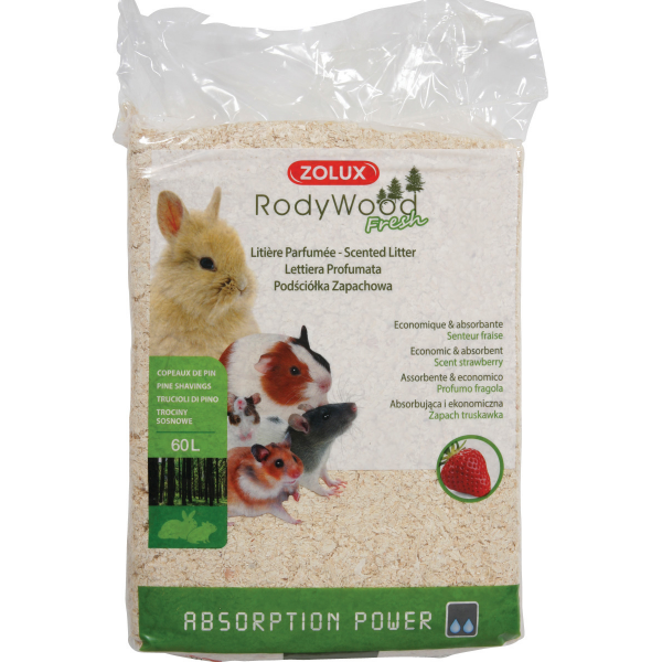 Rodent Litter Rodywood Fresh Strawberry (60L)