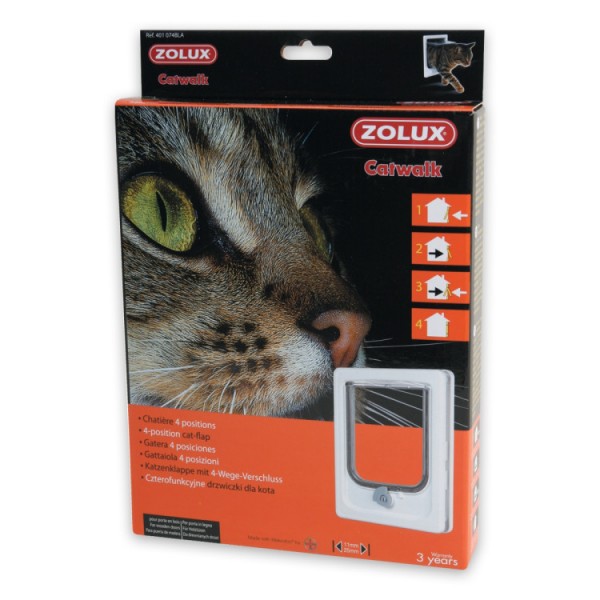 Cat-flap for Wooden Door - 4 Position( White)