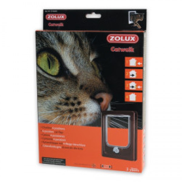 Cat-flap for Wooden Door - 4 Position (Brown)