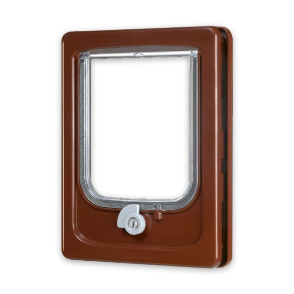 Cat-flap for Wooden Door - 4 Position (Brown)