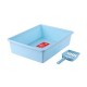 Cat Litter Tray with Scoop - Blue - M Size, 38 x 28 x 10 cm