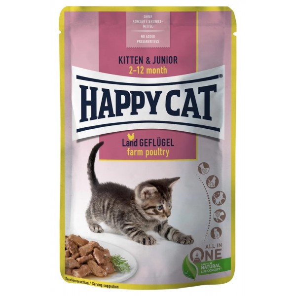 Happy Cat MIS Kitten & Junior Farm Poultry ( 85 G )