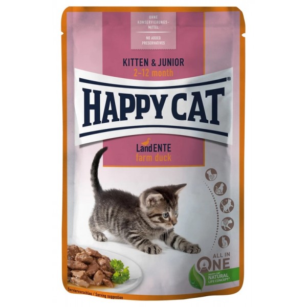 Happy Cat MIS Kitten & Junior Farm Duck Multicolour ( 85 G )