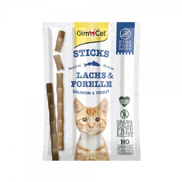 GimCat Sticks Salmon & COD Cat Treats, 20g, Pack of 4