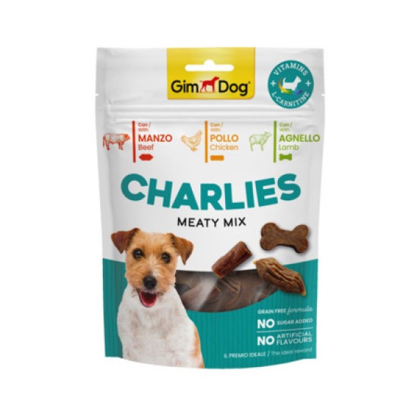 Gimdog Charlies Meaty Mix Beef Chicken Lamb Dog Treats ( 70 g )