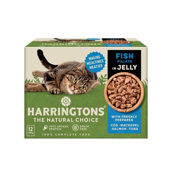 Harringtons Fish in Jelly Wet Cat Food Multipack 1 box ( 12pcs X 85g )