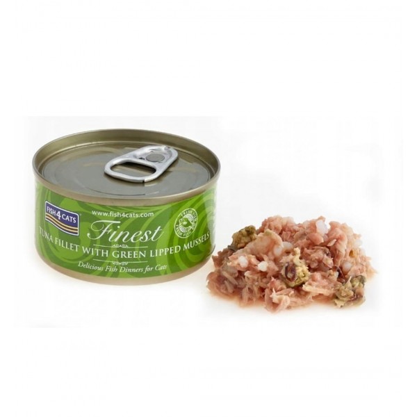 Fish4Cats Finest Tuna Fillet with Green Lipped Mussels Wet Cat Food 70g X 10PCS