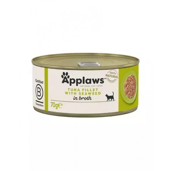 Applaws Tuna Fillet with Seaweed in Broth Wet Cat Food Tin 70G