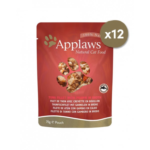 APPLAWS CAT TUNA FILLET WITH PRAWN 1 BOX-12 PS ( 70 G )