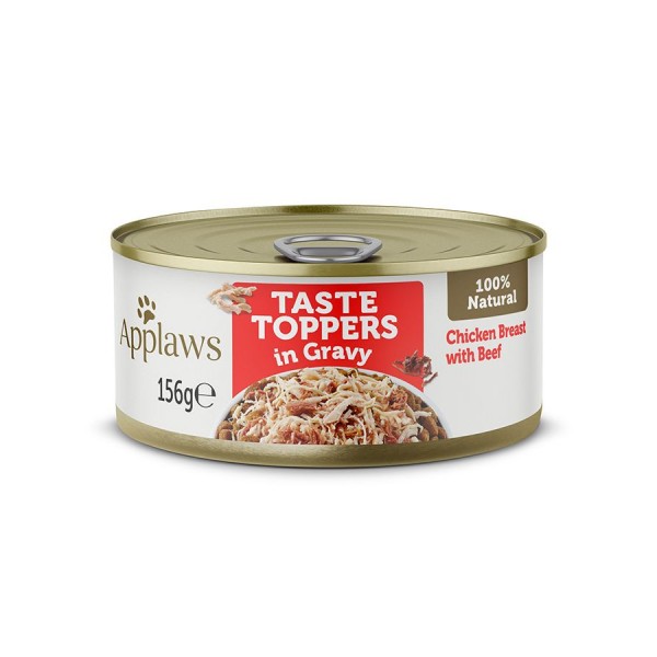 Applaws Taste Toppers in Gravy Chicken with Beef Wet Dog Food 156g Tin