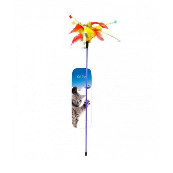 Duvo Assortment Playing Rod With Feathers Mixed Colors 62x3x1.5cm