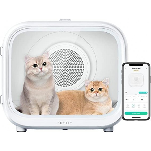 PETKIT AIRSALON MAX Automatic Pet Hair Drying Box for Cat Puppy Kitten,Ultra Quiet Hair Dryer for Small Dog Grooming,60L Large Capacity/Smart Temperature Control via App and Touch Panel