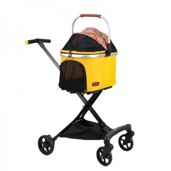 Golden Cat Luxury Folding Outdoory Stroller( For Cat Dog)Pet Cart for Cats and Small Dogs, One-Touch, Foldable, Lightweight, Easy to Carry, Walks, Supermarket Shopping, Car Travel, Camping, Nursing, Outdoor Pet Supplies, Load Capacity 22.1 lbs (10 kg),