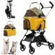 Golden cat,Ultra Lightweight Puppy Buggy Folding Pet Travel Stroller 360 Rotation Wheel Pet Cart for Cats and Small Dogs, Easy to Carry, For Walks, Supermarket Shopping, Car Travel, Camping, Nursing, Outdoor Pet Supplies, Load Capacity 22.1 lbs (10 kg),