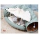 Beauenty Cat Toy Collapsible Tunnel Bed Comfortable Cave, Round Hug and Snuggle Hole Pet Nest Bed Channel Detachable Cover Suitable for Kittens-Free 2 Rotating Catnip Balls ( GREEN )