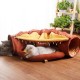 Beauenty Cat Toy Collapsible Tunnel Bed Comfortable Cave, Round Hug and Snuggle Hole Pet Nest Bed Channel Detachable Cover Suitable for Kittens-Free 2 Rotating Catnip Balls ( COFFEE )