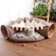 Beauenty Cat Toy Collapsible Tunnel Bed Comfortable Cave, Round Hug and Snuggle Hole Pet Nest Bed Channel Detachable Cover Suitable for Kittens-Free 2 Rotating Catnip Balls ( BEIGE )