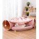 Beauenty Cat Toy Collapsible Tunnel Bed Comfortable Cave, Round Hug and Snuggle Hole Pet Nest Bed Channel Detachable Cover Suitable for Kittens-Free 2 Rotating Catnip Balls ( PINK )