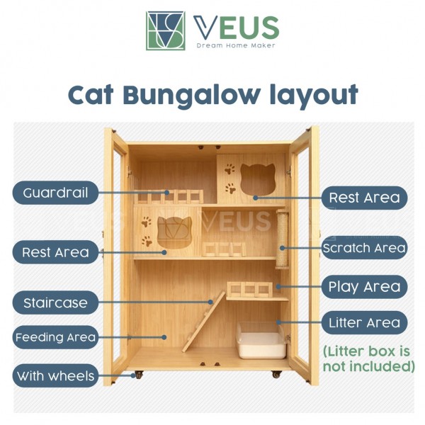 Cat Villa Lexury Wood ( L90 x W60 x H120 )