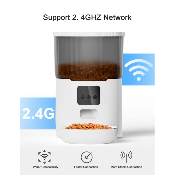 Smart 4L Automatic Cat Feeder - Automatic Pet Feeder for Cats & Dogs: Timed Pet Dog Food Dispenser with Stainless Steel Bowl,Wi-Fi Enabled App for iPhone and Android,10s Voice,Portion Control