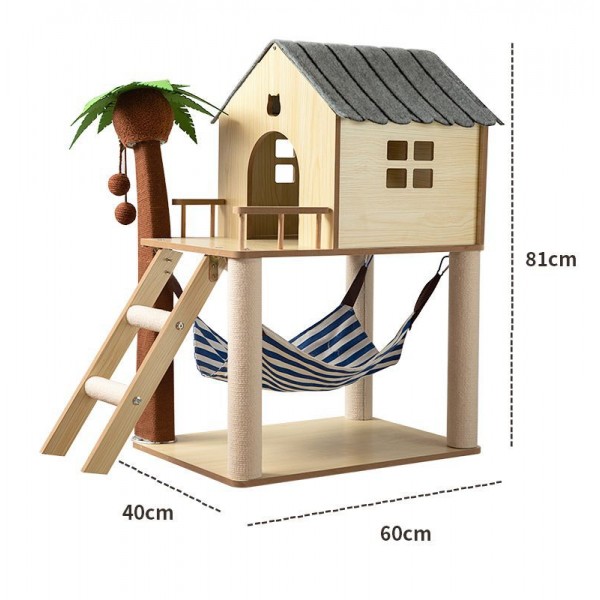 Outdoor Cat Enclosure Cat climbing frame, cat litter, cat tree, sisal cat scratch board, solid wood cat scratch post, claw grinder, cat toy Cat Hut