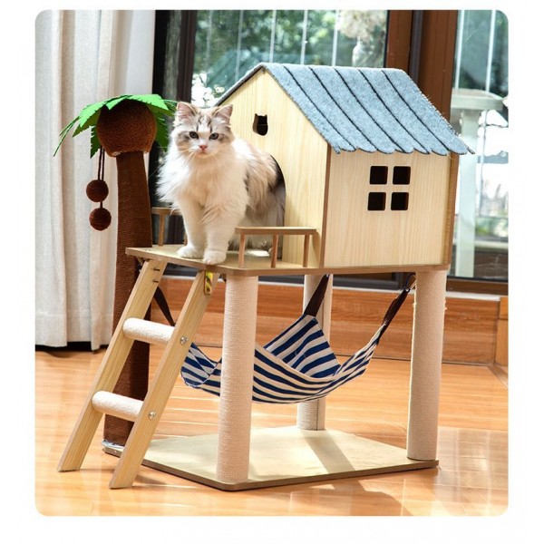 Outdoor Cat Enclosure Cat climbing frame, cat litter, cat tree, sisal cat scratch board, solid wood cat scratch post, claw grinder, cat toy Cat Hut