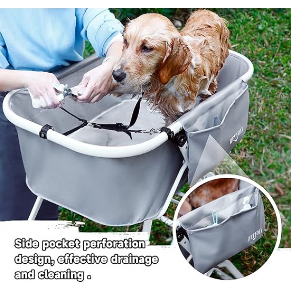 Elevated Dog Bath Tubs, Adjustable Folding Bathing Station for Indoor & Outdoor Bathing and Shower,Grooming,Portable Dog Bathtubs for Medium Small Dog Cats and Other Pets