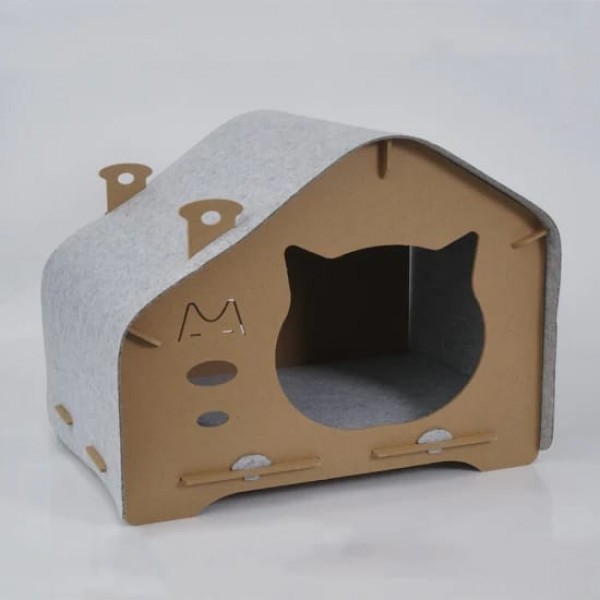 Eco-Friendly Cat Scratcher Toy Cat Wooden House Cat House Pet House (GREEN)