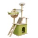 Mekidulu Cat tree-150cm Cat tower-Cat tree for indoor cats-With cat house, Transparent space capsule, Plush jumping platform, Toy ball, Green cotton pad-Cat tree for large cats(green/log color)