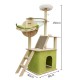 Mekidulu Cat tree-150cm Cat tower-Cat tree for indoor cats-With cat house, Transparent space capsule, Plush jumping platform, Toy ball, Green cotton pad-Cat tree for large cats(green/log color)