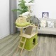 Mekidulu Cat tree-150cm Cat tower-Cat tree for indoor cats-With cat house, Transparent space capsule, Plush jumping platform, Toy ball, Green cotton pad-Cat tree for large cats(green/log color)