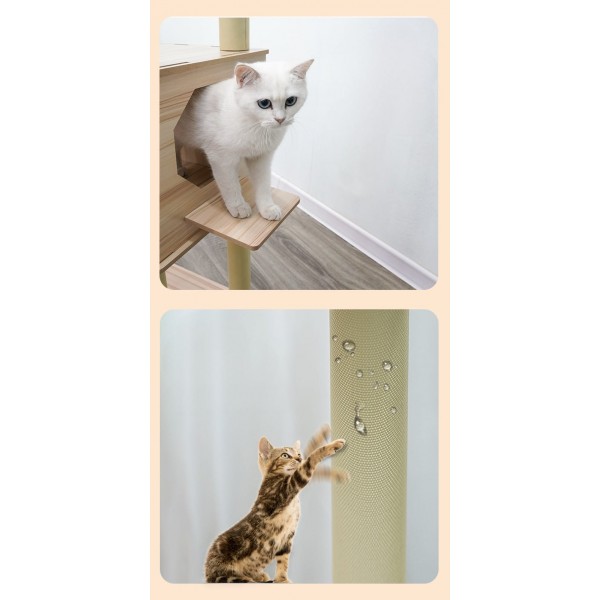 Cat tree-150cm Cat tower-Cat tree for indoor cats Transparent space capsule, Plush jumping platform ( plain )