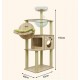 Cat tree-150cm Cat tower-Cat tree for indoor cats Transparent space capsule, Plush jumping platform ( plain )