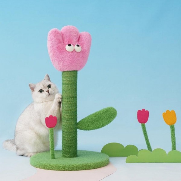 cat scratching post is made of high-quality short plush fabric, which keeps warm and makes cats play more comfortably.Pink 350 x 350 x 570mm