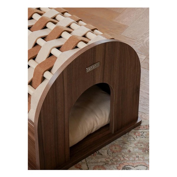  Detachable Wooden Pet Nest, Fully Enclosed, Detachable, Universal, Warm, Fashion Style, Nest for Dogs and Cats  Color : Black Walnut