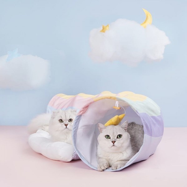 Soft Warm Pet Bed Dog Cat Cozy Cushion Mats Sleeping Bed Blanket with Tunnel 126 X 64 X 28 CM