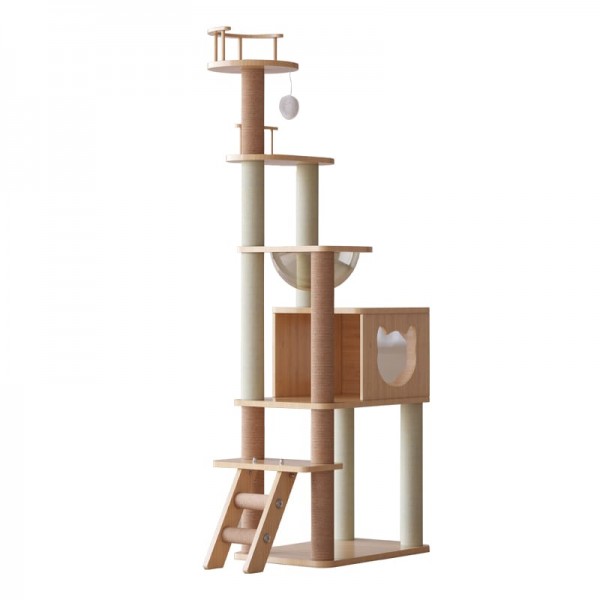 Cat Tree House Multi-storey Cat Tree Tower Pet Climber Tower Apartment Scratching Bar Cat Climbing Frame Kitten Apartment Room With Scratch Post Cat Game Sleeping Activity Center SIZE : 60 X 40 X 175 CM